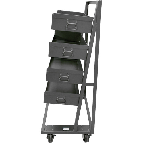 Single-Sided Heavy Duty A-Frame Cart with 4 Large Lipped Trays, 38" x 25" x 63", 2500 lbs. Capacity O-Max