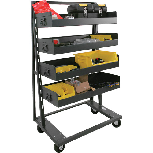 Single-Sided Heavy Duty A-Frame Cart with 4 Large Lipped Trays, 38" x 25" x 63", 2500 lbs. Capacity O-Max
