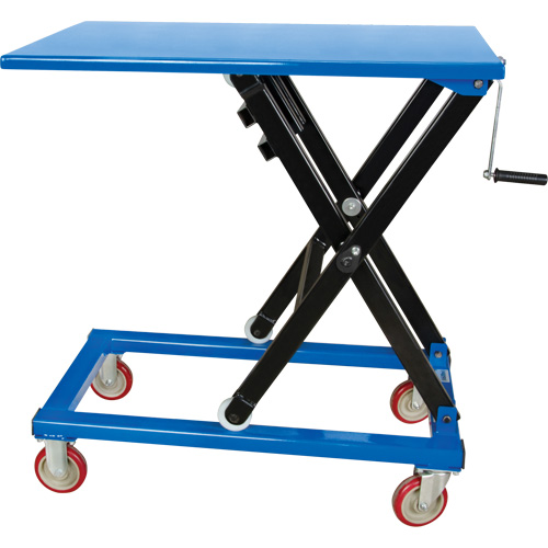 Table &eacute;l&eacute;vatrice manuelle &agrave; ciseaux, 37-3/8" lo x 23-5/8" la, Acier, Capacit&eacute; 660 lb O-Max