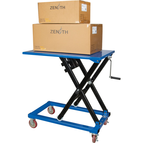 Table &eacute;l&eacute;vatrice manuelle &agrave; ciseaux, 37-3/8" lo x 23-5/8" la, Acier, Capacit&eacute; 660 lb O-Max