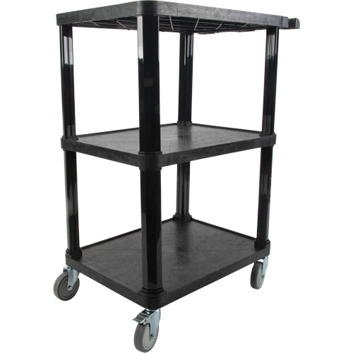Utility Cart with Flat Shelf, 3 Tiers, 18-1/8" x 37-3/8" x 27-3/4", 330 lbs. Capacity O-Max