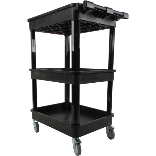 Chariot utilitaire avec tablette &agrave; bordure profonde, 3 tiers, 19" x 39-1/2" x 28-1/4", Capacit&eacute; 330 lb O-Max