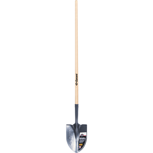 Pro Round Point Shovel, Tempered Steel Blade, Wood, Straight Handle O-Max