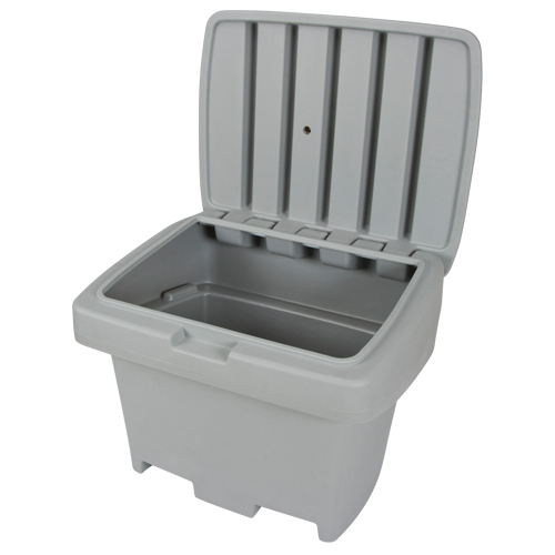 Heavy-Duty Outdoor Salt and Sand Storage Container, 30" x 24" x 24", 5.5 cu. Ft., Grey O-Max
