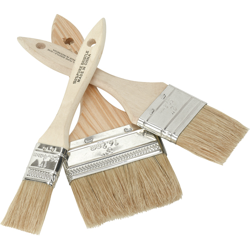 Pinceau &agrave; soies rases, Soie blanche, Manche Bois, Largeur de 1" O-Max