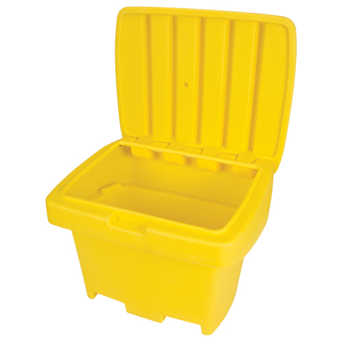 Heavy-Duty Outdoor Salt and Sand Storage Container, 30" x 24" x 24", 5.5 cu. Ft., Yellow O-Max