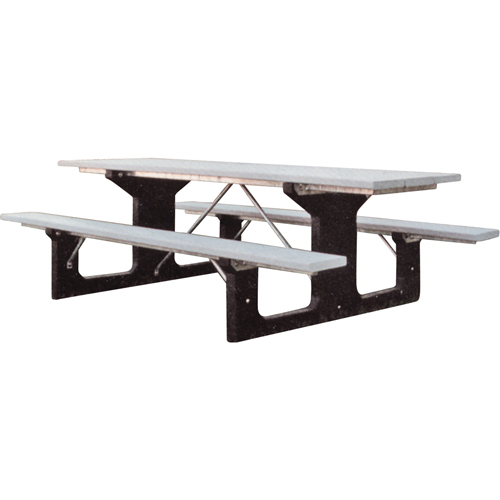 Recycled Plastic Picnic Tables, 6' L x 61-1/2" W, Grey O-Max