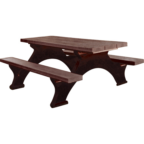 Recycled Plastic Picnic Tables, 8' L x 61-1/2" W, Brown O-Max