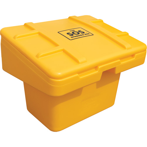 Salt Sand Container SOS, With Hasp, 30" x 24" x 24", 5.5 cu. Ft., Yellow O-Max