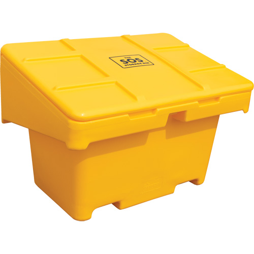 Contenants pour sel & sable SOS, Avec Moraillon, 42" x 29" x 30", 11 pi³, Jaune O-Max