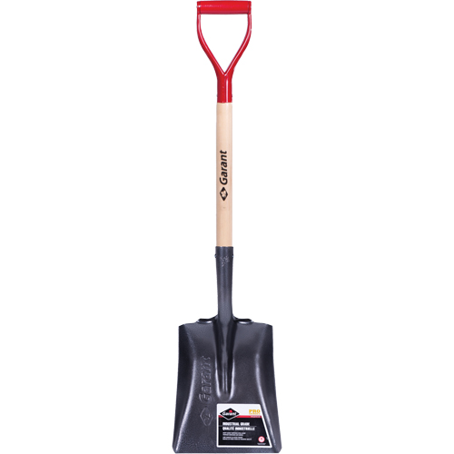 Pro Square Point Shovel, Wood, Tempered Steel Blade, D-Grip Handle, 27-3/4" Long O-Max