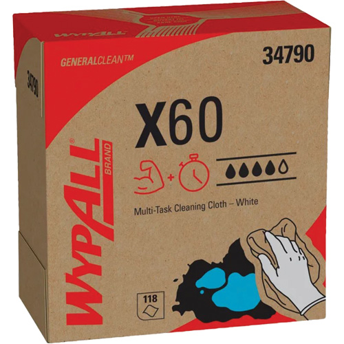 Chiffons X60 WypAll, Tout usage, 16-3/4" lo x 8-3/8" la O-Max