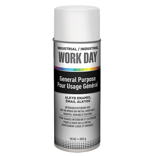 Industrial Work Day Paint, White, Gloss, 10 oz., Aerosol Can O-Max