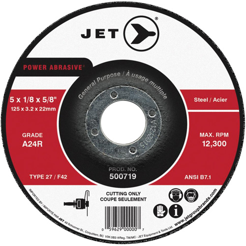 Power Abrasive Cut-Off Wheel, 4-1/2" x 1/8", 7/8" Arbor, Type 27, 13300 RPM O-Max