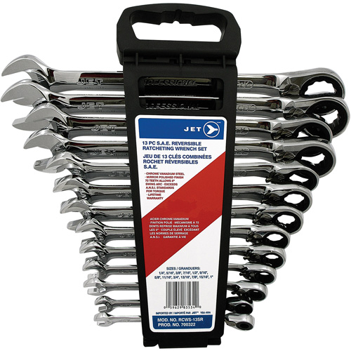 Long Pattern Reversible Wrench Set, Ratcheting Combination, 13 Pieces, Imperial O-Max