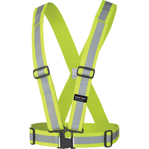 5592 Elastic Safety Harness, High Visibility Lime-Yellow, Silver Reflective Colour, One Size O-Max