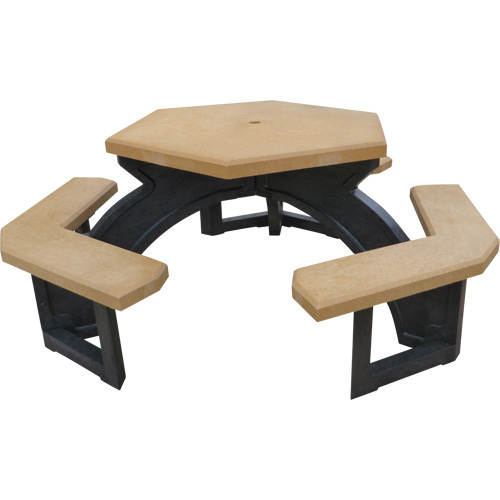 Tables de pique-nique hexagonales en plastique recycl&eacute;, 78" lo x 78" la, C&egrave;dre O-Max