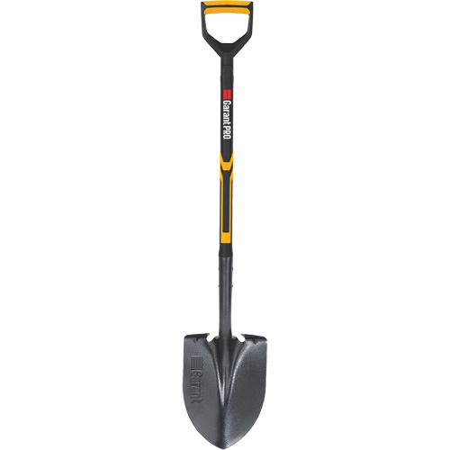 Pro Round Point Shovel, Tempered Steel Blade, Fibreglass, D-Grip Handle O-Max