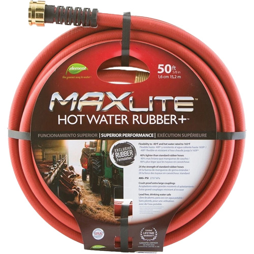 Hot Water Hose, Rubber, 5/8" dia. x 50' L O-Max