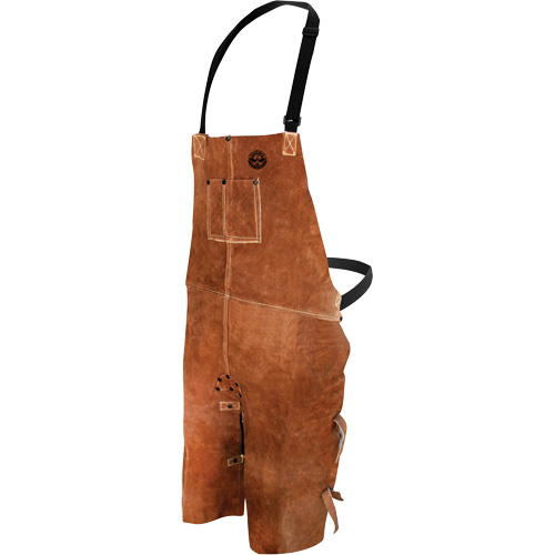 Leather Welding Apron, Split-Leg Bib, 36" L, Brown O-Max