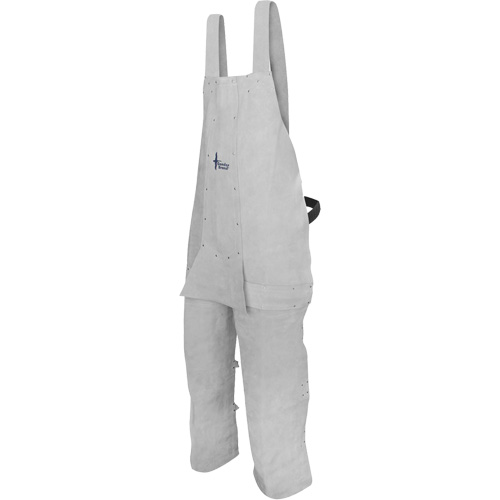 Leather Welding Apron, Split-Leg Bib, Pearl Grey O-Max