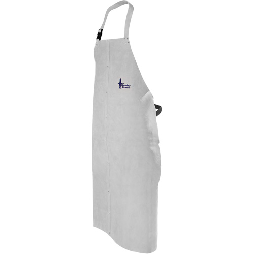 Leather Welding Apron, Bib, 52" L, Pearl Grey O-Max