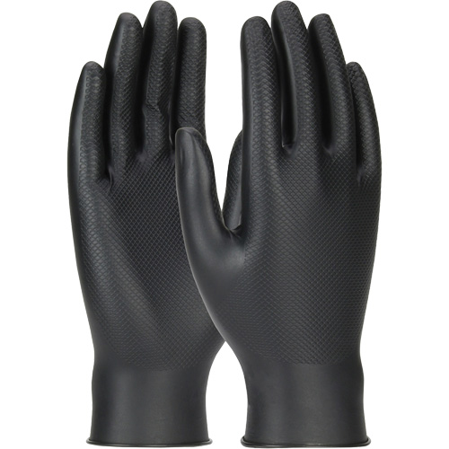 Grippaz Skins Ambidextrous Disposable Gloves, Large, Nitrile, 6-mil, Powder-Free, Black O-Max