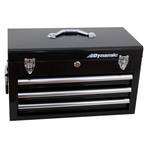 Hand Tool Box with Drawers, 10" D x 20" W x 12" H, Black O-Max