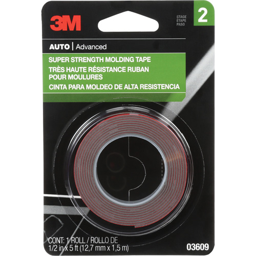Super Strength Molding Tape, 1.52 m (5') L x 12.7 mm (1/2") W, 46 mils, Acrylic O-Max