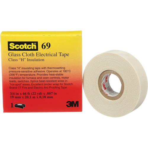 Ruban en tissu de verre Scotch, 19 mm (3/4") la x 20 m (66') lo, 7 mils, Blanc O-Max
