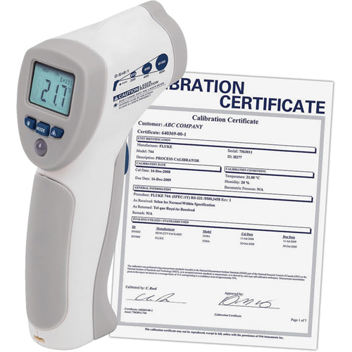 Food Service Infrared Thermometer with Calibration Certificate, -4°- 392° F ( -20° - 200° C )/-58°- 4° F ( -50° - -20° C ), 8:1, Fixed Emmissivity O-Max