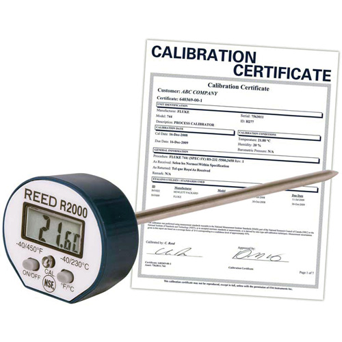Thermom&egrave;tre avec certificat de calibration, Contact, Num&eacute;rique, -40-450°F (-40-230°C) O-Max