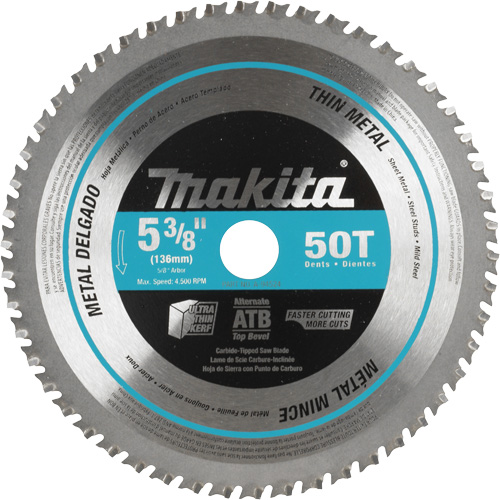 Carbide-Tipped Saw Blade, 5-3/8", 50 Teeth, Metal Use O-Max