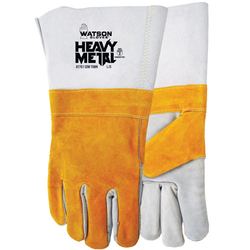 Cow Town Flame-Resistant Gloves, Split Cowhide, Size Large O-Max