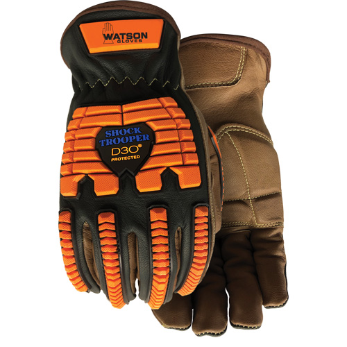 Gants antichocs Drill Sergeant, Grand, Paume en Cuir fleur, Poignet &agrave; enfiler O-Max