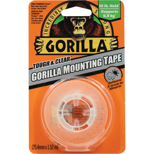 Tough & Clear Mounting Tape, 25.4 mm (1") x 1.52 m (5'), Clear O-Max
