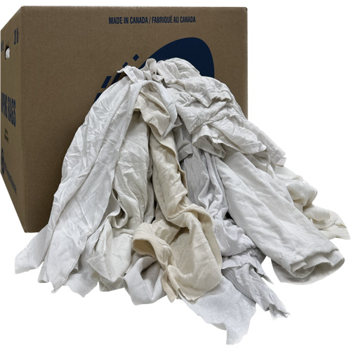 Boîte de chiffons d'essuyage, Ganzie, Blanc, 20 lb O-Max