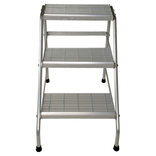 Aluminum Step Stand, 3 Steps, 34-9/16" x 22-13/16" x 30" High O-Max