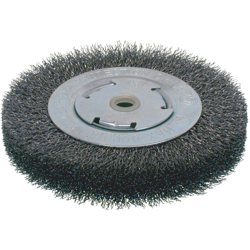 Economy Crimped Wire Wheel Brushes - Wide Face, 6" Dia., 0.014 Fill, 2" Arbor O-Max