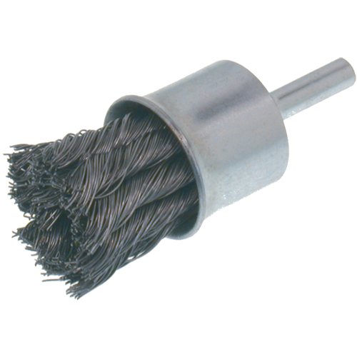 Economy Knot Wire End Brush, 1" Dia., 0.012 Wire Dia., 1/4" Shank O-Max