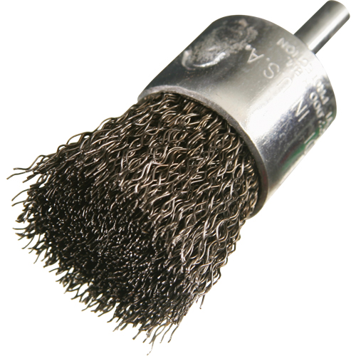 Crimped Wire End Brushes, 1", 0.014" Fill, 1/4" Shank O-Max