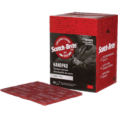 Scotch-Brite 7447 Hand Pads, Aluminum Oxide, 9" x 6", Very Fine Grit O-Max