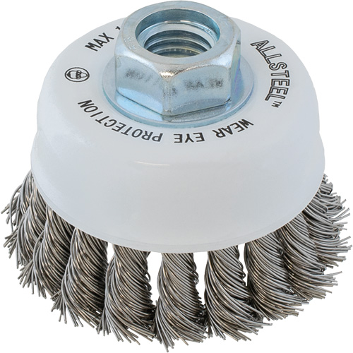 Brosse m&eacute;tallique ALLSTEEL, 3" dia. x 5/8"-11 arbre O-Max