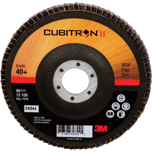 Disque &agrave; lamelles 969F Cubitron II , 5" x 7/8", Type 27, Grain 40+, C&eacute;ramique O-Max