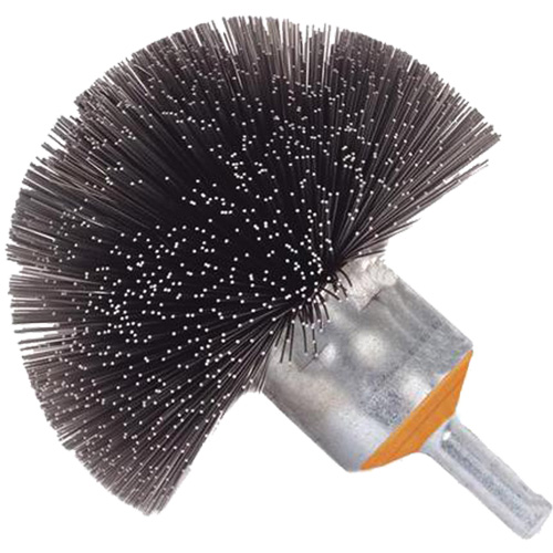 Brosse sph&eacute;rique mont&eacute;e &agrave; fils cr&ecirc;p&eacute;s, 1-1/2", Fils 0,008", Tige 1/4" O-Max