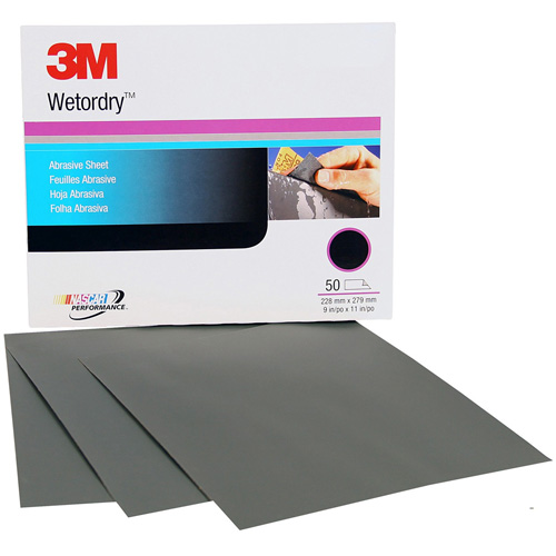 Wetordry Abrasive Sheet, 9" x 11", P220 Grit, Aluminum Oxide O-Max