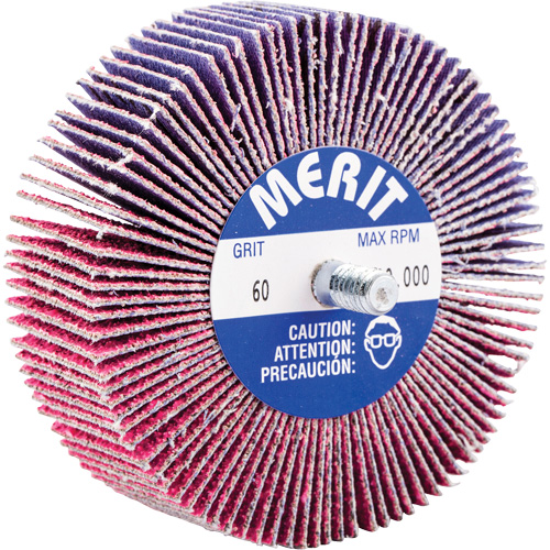 Threaded Mini Flap Wheel, Ceramic Alumina, 60 Grit, 3" x 1" x 1/4"-20 O-Max