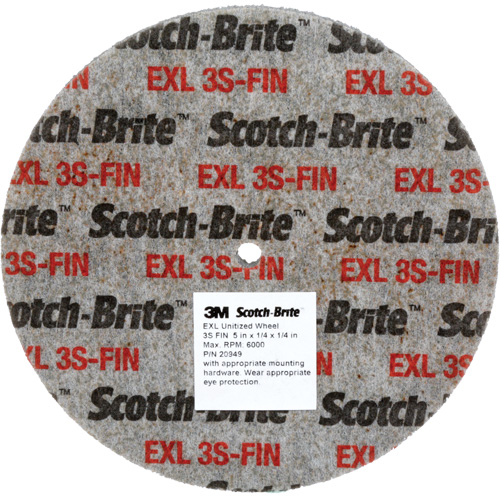 Meule unitaris&eacute;e EXL Scotch-Brite, 2" x 1/4", Arbre de 1/4", Grain de Fin, Carbure de silicium O-Max