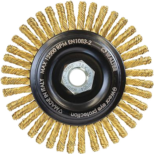 Brosse m&eacute;tallique &agrave; touret sans cr&eacute;ation d'&eacute;tincelles, 5" dia. x 5/8"-11 arbre O-Max