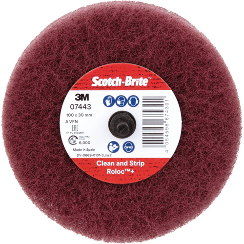 Scotch-Brite Roloc Plus General Purpose Scuffing Wheel, 4" Dia. O-Max